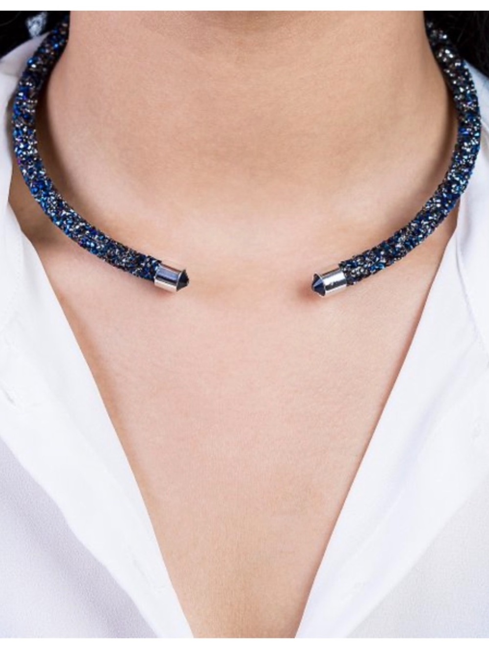 Amrita Singh Midnight Stars Swarovski Crystal Choker Style Statement Necklace